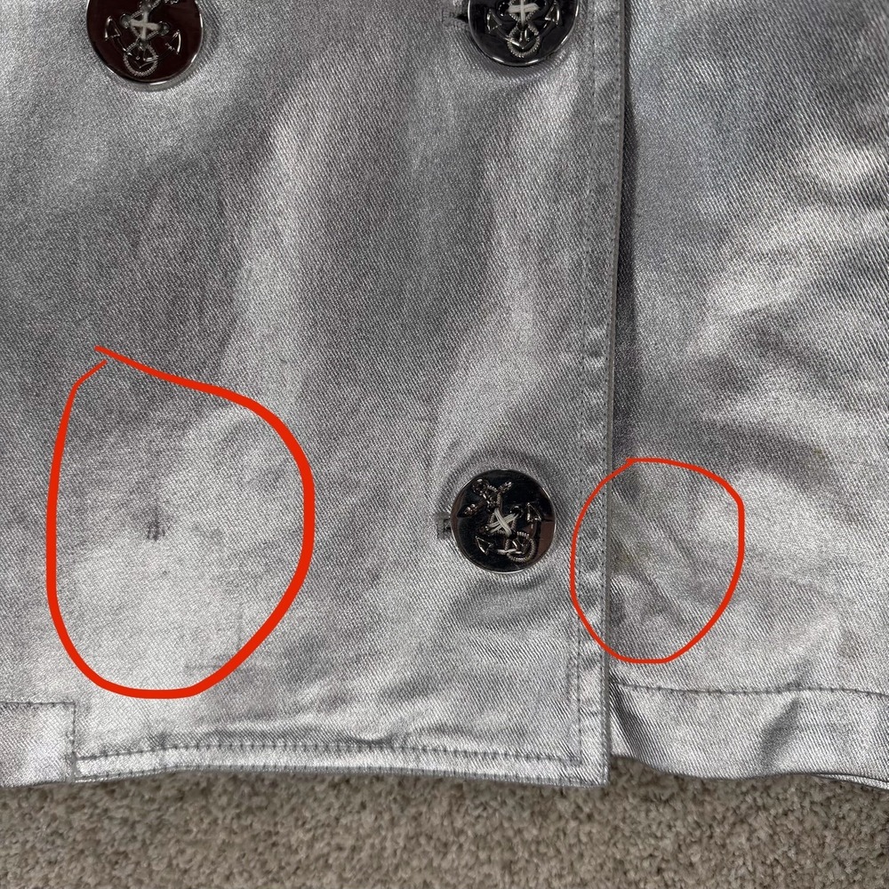 Ralph Lauren Jeans Co Womens Soirée Silver Y2k‎ Metallic Jacket VTG XL *FLAWS - Picture 2 of 12